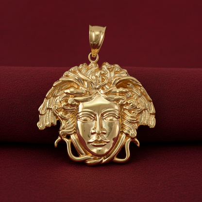 Yellow Gold Medusa Charm Pendant Necklace (10k/14k)