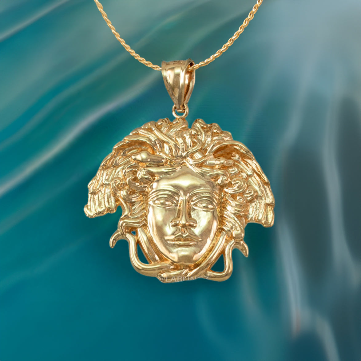 Yellow Gold Medusa Charm Pendant Necklace (10k/14k)