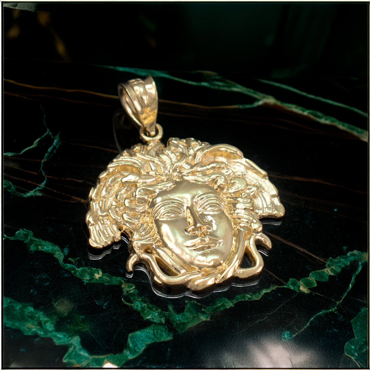 Gold Medusa Pendant (small, medium, large, 10k, 14k, yellow, white, rose gold)