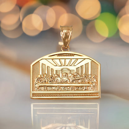 Gold Last Supper Pendant Necklace (10K, 14K, yellow, white, rose gold)