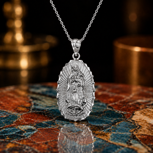 Sterling Silver Our Lady of Guadalupe DC Pendant Necklace
