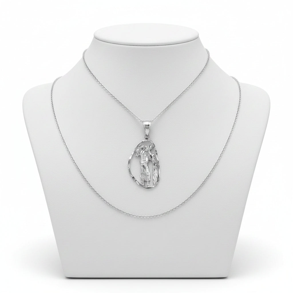 Sterling Silver Zodiac Sign DC Pendant Necklace Diamond-Cut Open Design 12 Astrology Signs