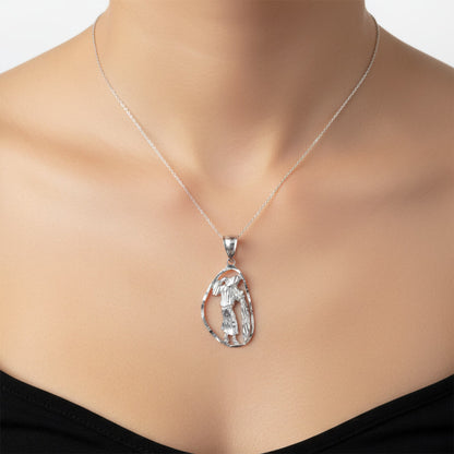 Sterling Silver Zodiac Sign DC Pendant Necklace Diamond-Cut Open Design 12 Astrology Signs