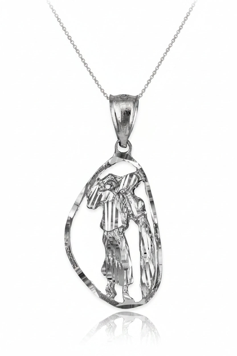Sterling Silver Zodiac Sign DC Pendant Necklace Diamond-Cut Open Design 12 Astrology Signs