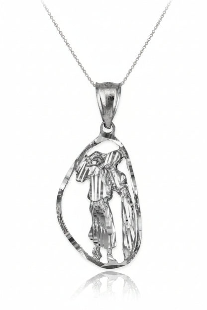 Sterling Silver Zodiac Sign DC Pendant Necklace Diamond-Cut Open Design 12 Astrology Signs