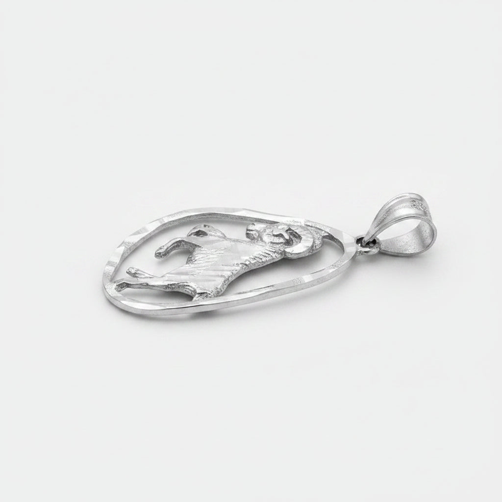 Sterling Silver Zodiac Sign DC Pendant Necklace Diamond-Cut Open Design 12 Astrology Signs