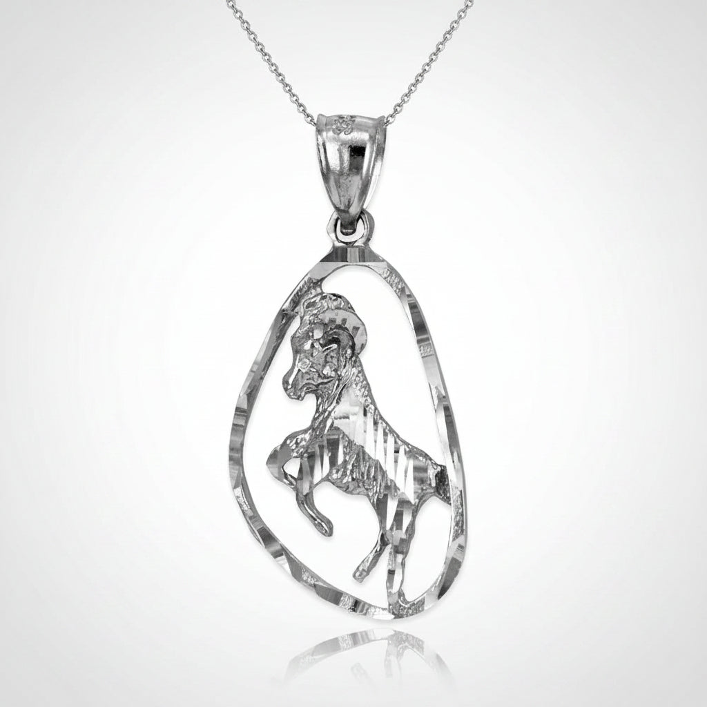 Sterling Silver Zodiac Sign DC Pendant Necklace Diamond-Cut Open Design 12 Astrology Signs