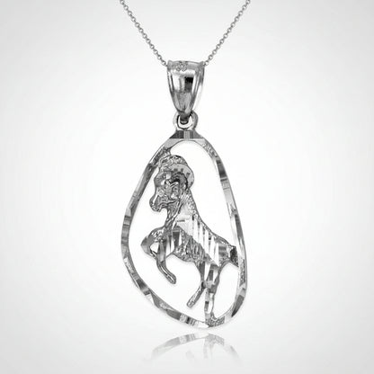 Sterling Silver Zodiac Sign DC Pendant Necklace Diamond-Cut Open Design 12 Astrology Signs