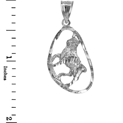 Sterling Silver Zodiac Sign DC Pendant Necklace Diamond-Cut Open Design 12 Astrology Signs