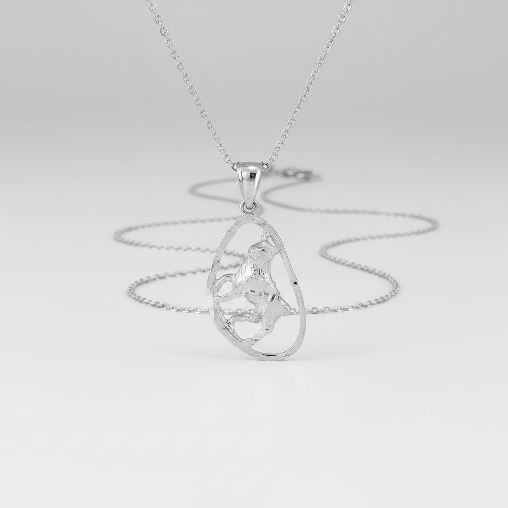 Sterling Silver Zodiac Sign DC Pendant Necklace Diamond-Cut Open Design 12 Astrology Signs