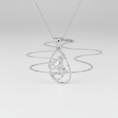 Sterling Silver Zodiac Sign DC Pendant Necklace Diamond-Cut Open Design 12 Astrology Signs