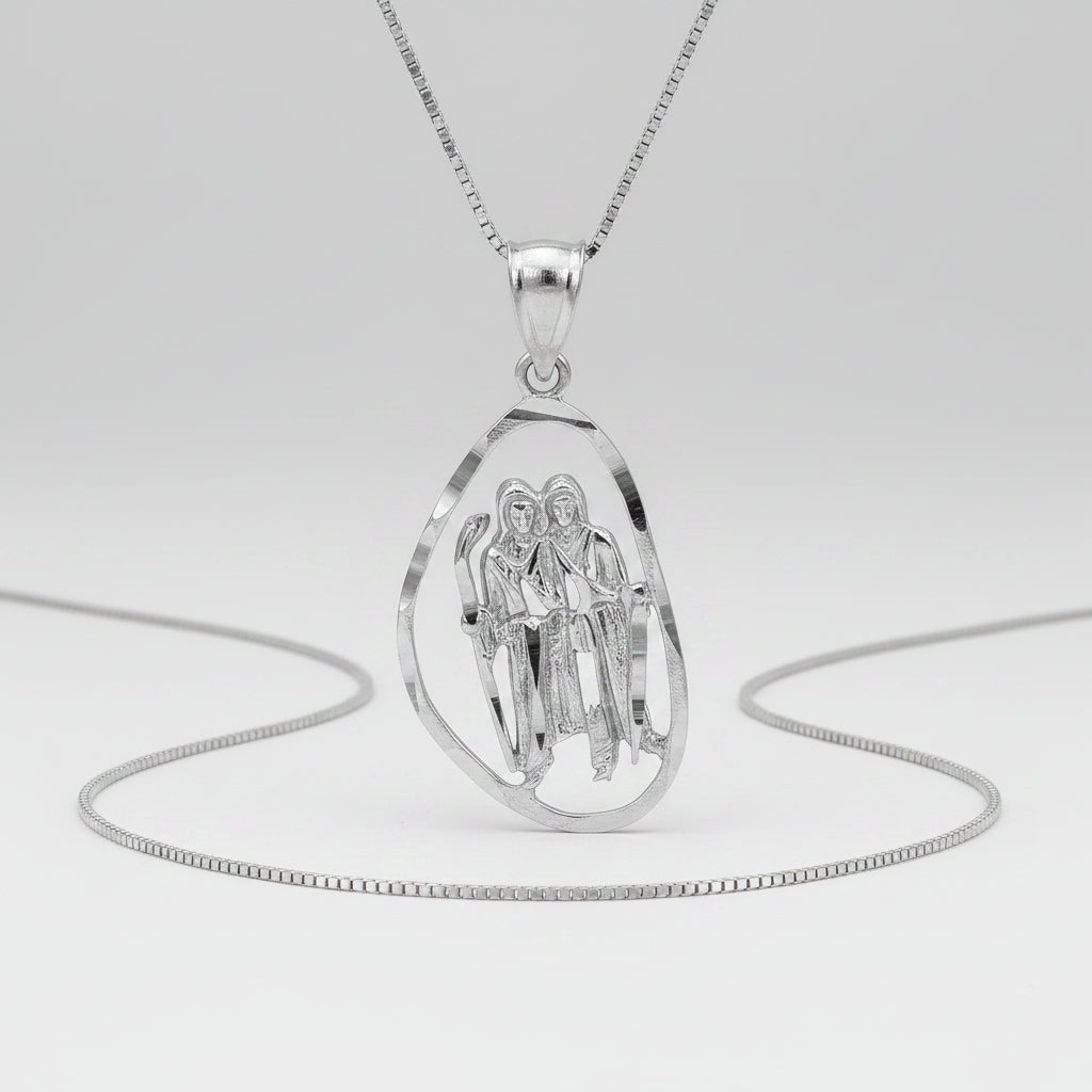 Sterling Silver Zodiac Sign DC Pendant Necklace Diamond-Cut Open Design 12 Astrology Signs