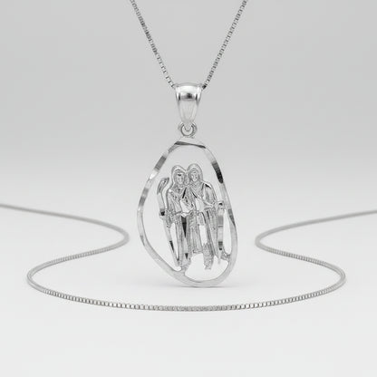Sterling Silver Zodiac Sign DC Pendant Necklace Diamond-Cut Open Design 12 Astrology Signs