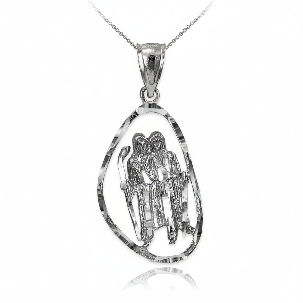 Sterling Silver Zodiac Sign DC Pendant Necklace Diamond-Cut Open Design 12 Astrology Signs