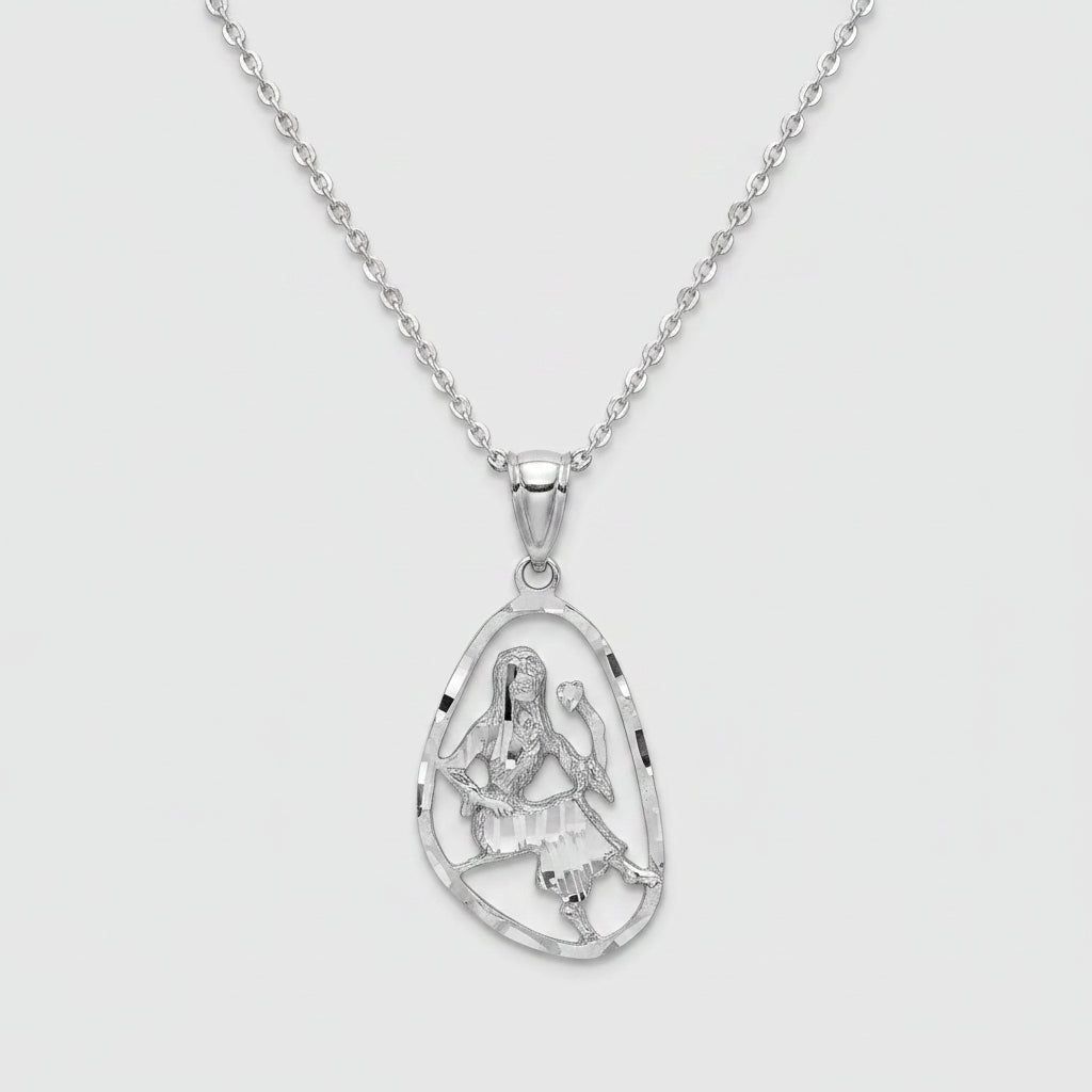 Sterling Silver Zodiac Sign DC Pendant Necklace Diamond-Cut Open Design 12 Astrology Signs