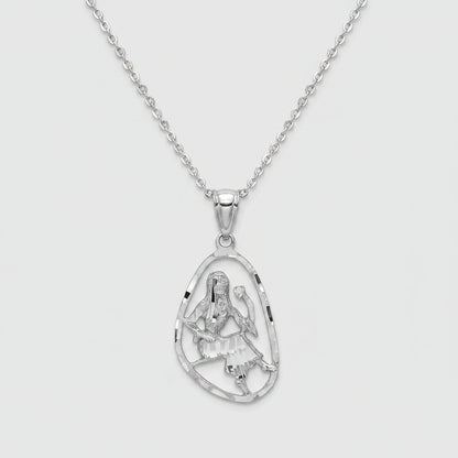 Sterling Silver Zodiac Sign DC Pendant Necklace Diamond-Cut Open Design 12 Astrology Signs