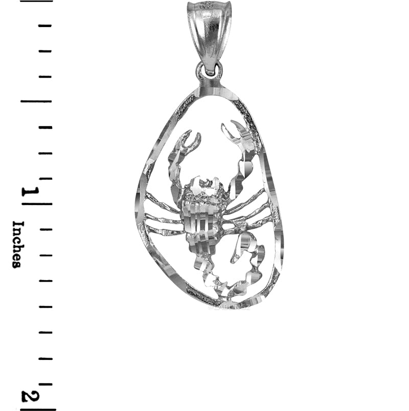 Sterling Silver Zodiac Sign DC Pendant Necklace Diamond-Cut Open Design 12 Astrology Signs