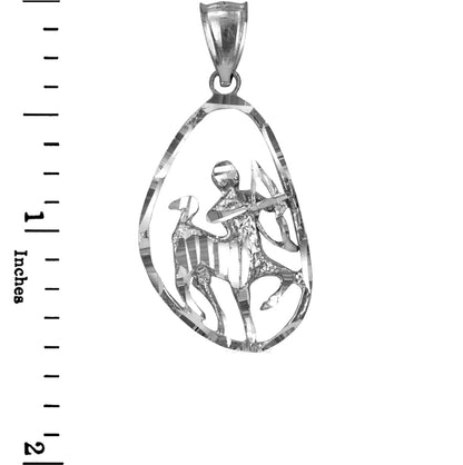 Sterling Silver Zodiac Sign DC Pendant Necklace Diamond-Cut Open Design 12 Astrology Signs