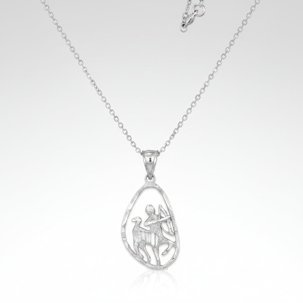 Sterling Silver Zodiac Sign DC Pendant Necklace Diamond-Cut Open Design 12 Astrology Signs