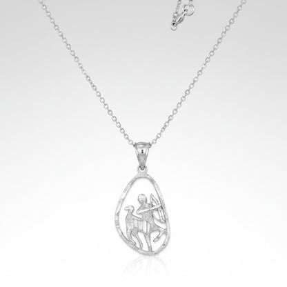 Sterling Silver Zodiac Sign DC Pendant Necklace Diamond-Cut Open Design 12 Astrology Signs