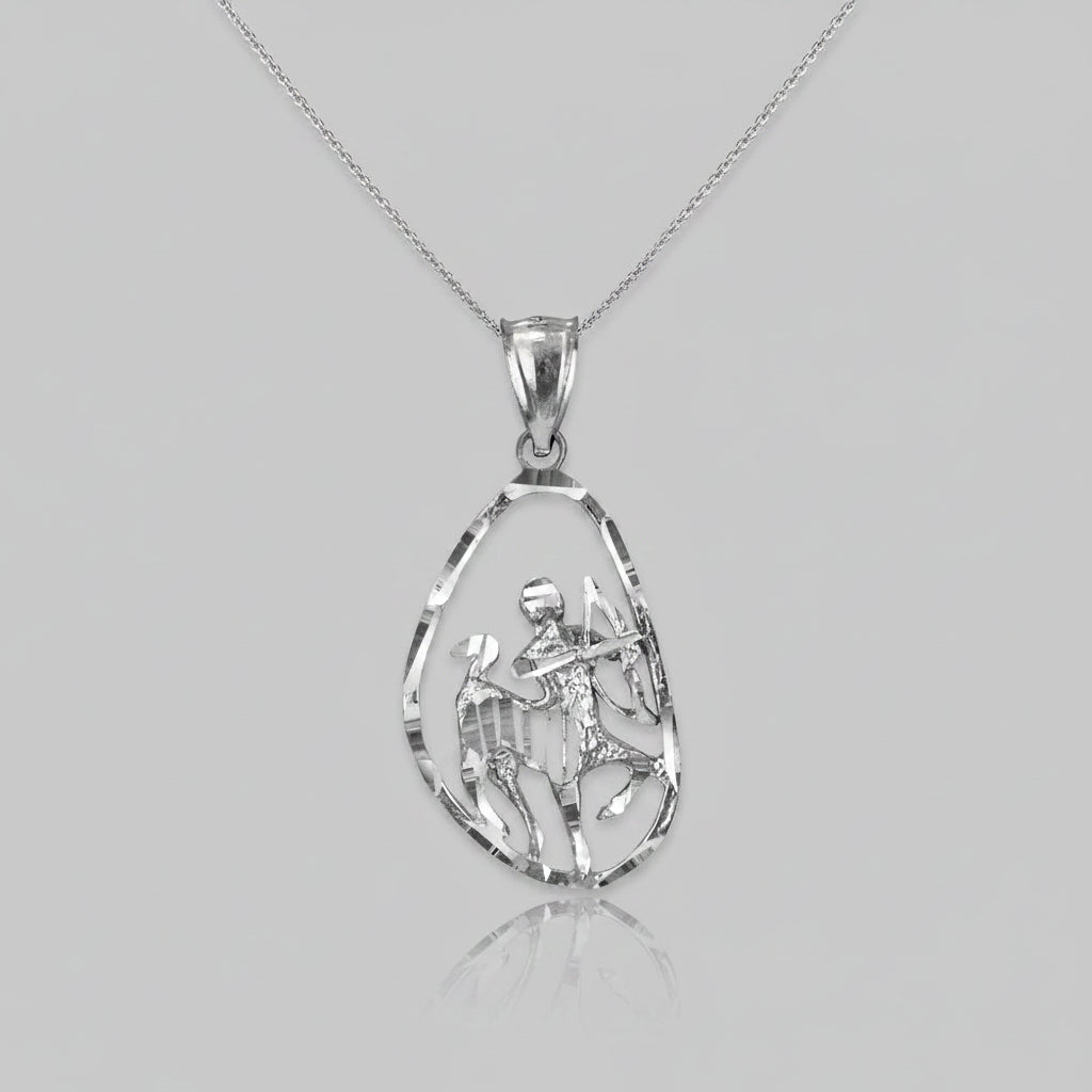 Sterling Silver Zodiac Sign DC Pendant Necklace Diamond-Cut Open Design 12 Astrology Signs