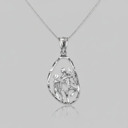 Sterling Silver Zodiac Sign DC Pendant Necklace Diamond-Cut Open Design 12 Astrology Signs