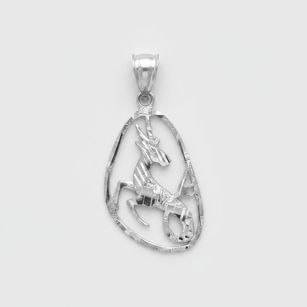 Sterling Silver Zodiac Sign DC Pendant Necklace Diamond-Cut Open Design 12 Astrology Signs