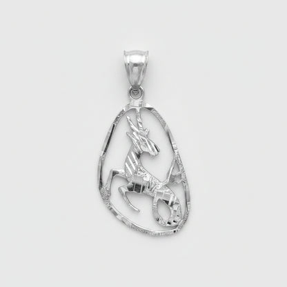 Sterling Silver Zodiac Sign DC Pendant Necklace Diamond-Cut Open Design 12 Astrology Signs