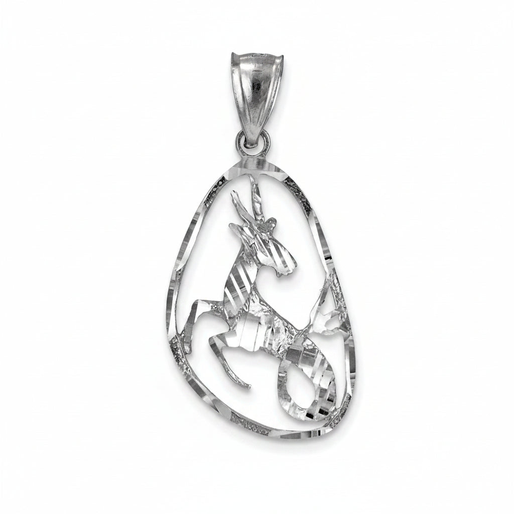 Sterling Silver Zodiac Sign DC Pendant Necklace Diamond-Cut Open Design 12 Astrology Signs