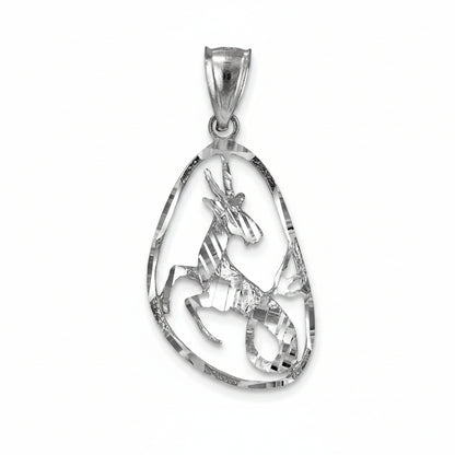 Sterling Silver Zodiac Sign DC Pendant Necklace Diamond-Cut Open Design 12 Astrology Signs
