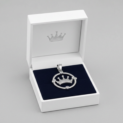 Princess Crown Diamond Pendant 10K 14K Gold Dainty Charm Yellow White Rose Gold