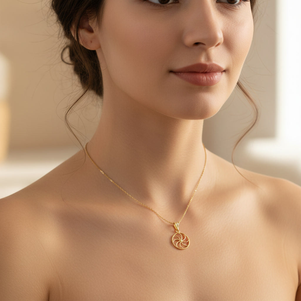 Armenian Eternity Dainty Gold Necklace Arevakhach Sun Symbol Charm