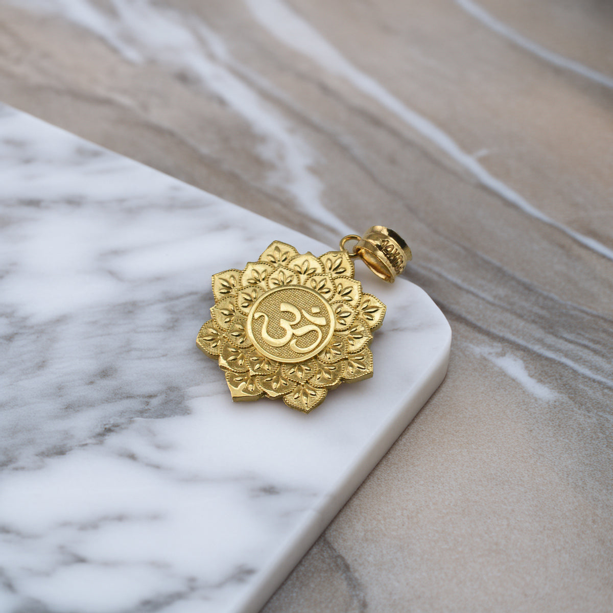 Gold Om Lotus Mandala Pendant Necklace - Yellow, White, Rose Gold - 10k & 14k