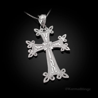 Gold Armenian Reversible Cross Pendant Necklace (yellow, white, rose gold, 10k, 14k)