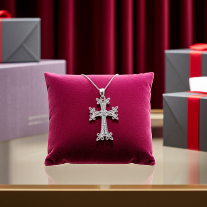 Gold Armenian Reversible Cross Pendant Necklace (yellow, white, rose gold, 10k, 14k)