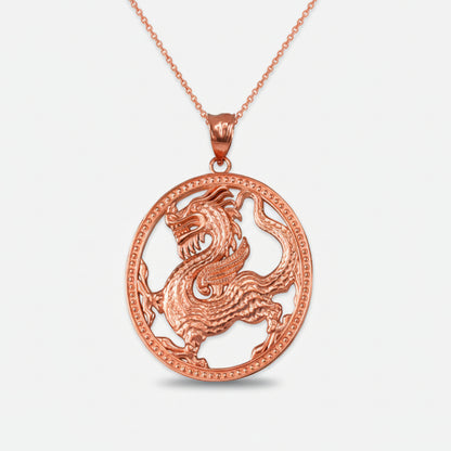 Rose gold dragon pendant necklace