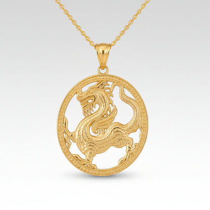 Gold dragon pendant necklace