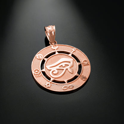 Egyptian Eye of Horus Gold Pendant Necklace Good Luck and Protection Amulet