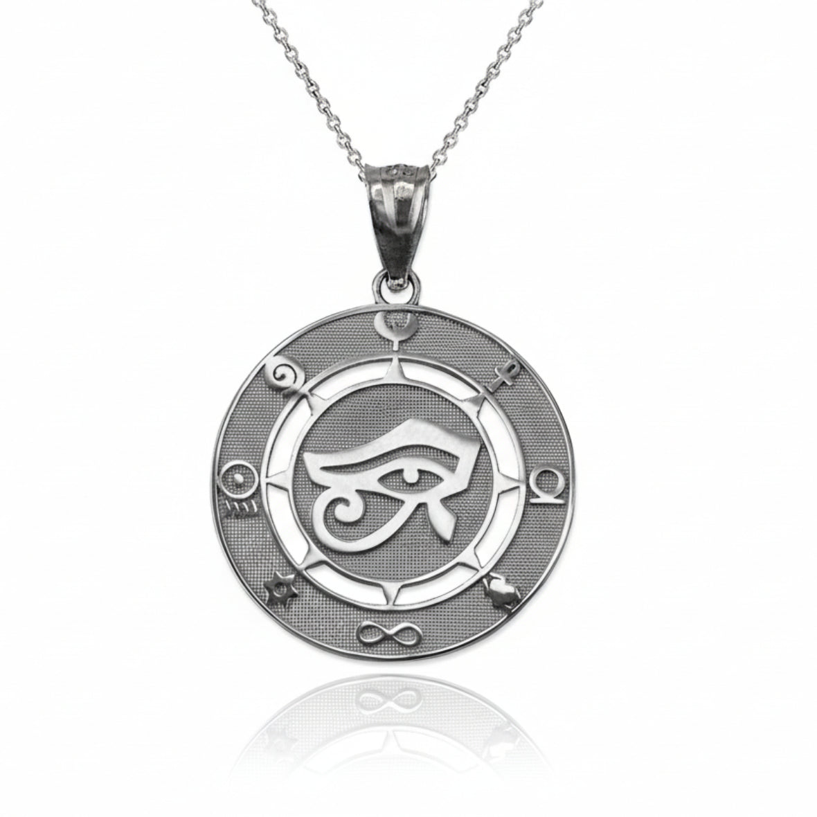 Sterling Silver Egyptian Eye of Ra Amulet Pendant Necklace Karma Blingz