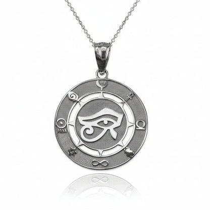 Sterling Silver Egyptian Eye of Ra Amulet Pendant Necklace Karma Blingz