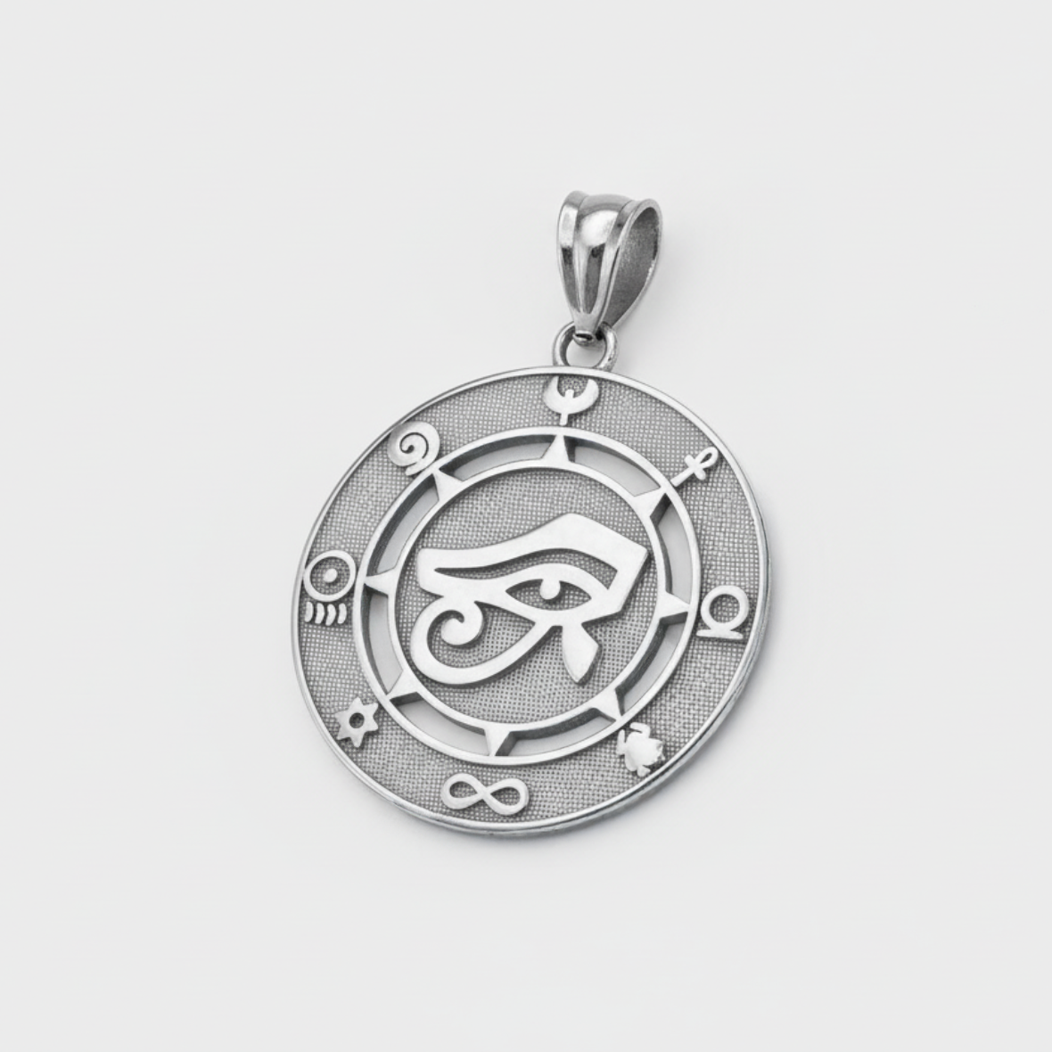 Sterling Silver Egyptian Eye of Ra Amulet Pendant Necklace Karma Blingz