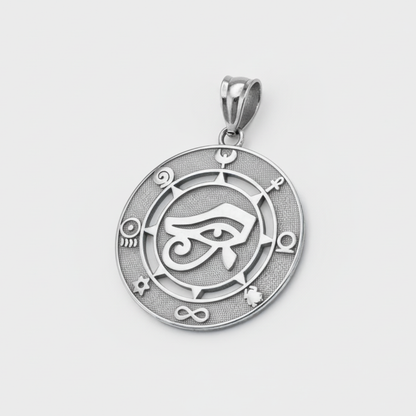 Sterling Silver Egyptian Eye of Ra Amulet Pendant Necklace Karma Blingz