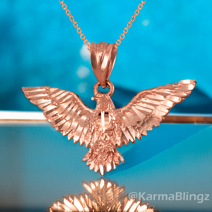 Solid Gold Falcon Eagle DC Pendant Necklace (yellow, white, rose gold, 10k, 14k)