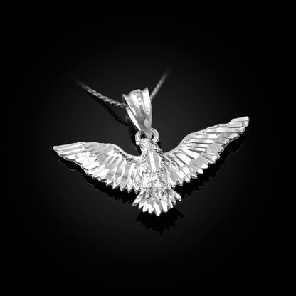 Solid Gold Falcon Eagle DC Pendant Necklace (yellow, white, rose gold, 10k, 14k)
