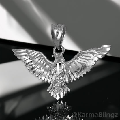 Solid Gold Falcon Eagle DC Pendant Necklace (yellow, white, rose gold, 10k, 14k)
