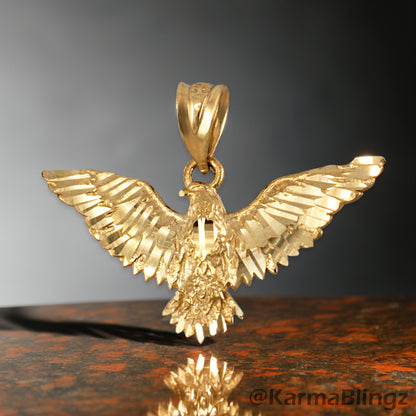 Solid Gold Falcon Eagle DC Pendant Necklace (yellow, white, rose gold, 10k, 14k)