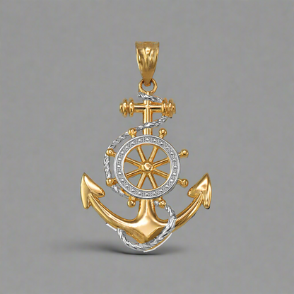 Gold Nautical Marine Anchor Pendant Necklace