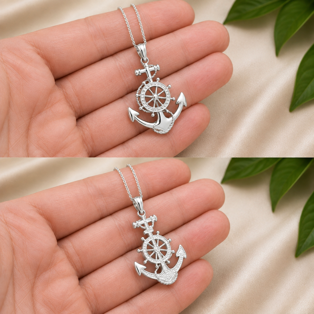 Sterling Silver Nautical Marine Anchor Pendant Necklace
