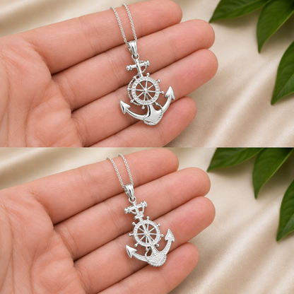 Sterling Silver Nautical Marine Anchor Pendant Necklace