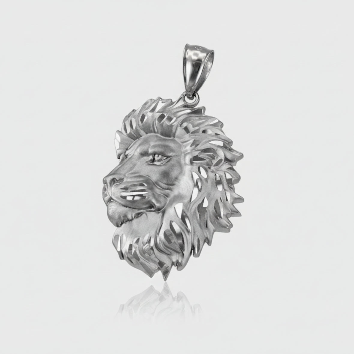 Gold Lion Face Satin DC Leo Pendant S/L (yellow, white, rose gold, 10k, 14k)